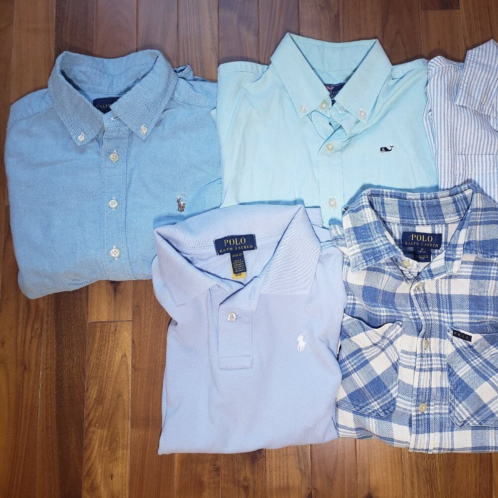 5 Boys Shirts Size 10-12 POLO Ralph Lauren ~ Vineyard Vines ~ Hope & Henry